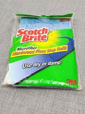 Scotch-Brite Blue Microfiber Hardwood Floor Mop Refill. New